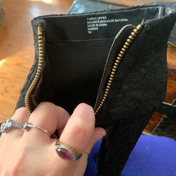 Diba Black Lace Zip-Up High Heel Ankle Booties - Picture 6 of 8